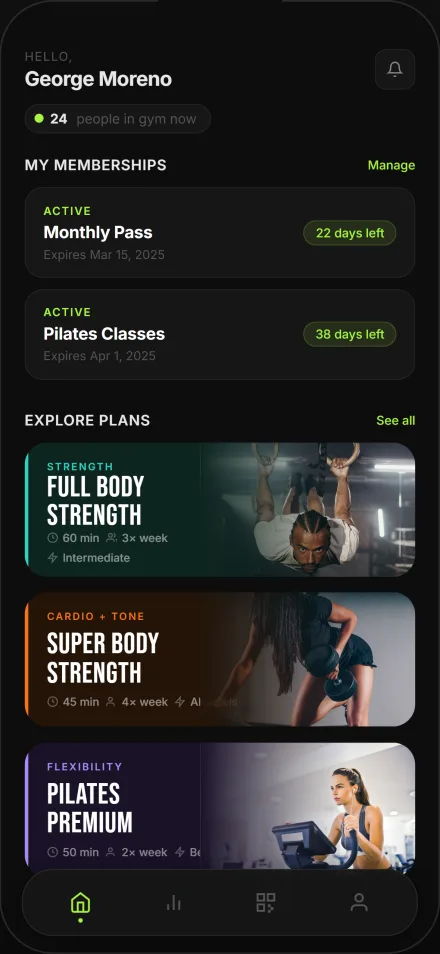 Gym app screenshot